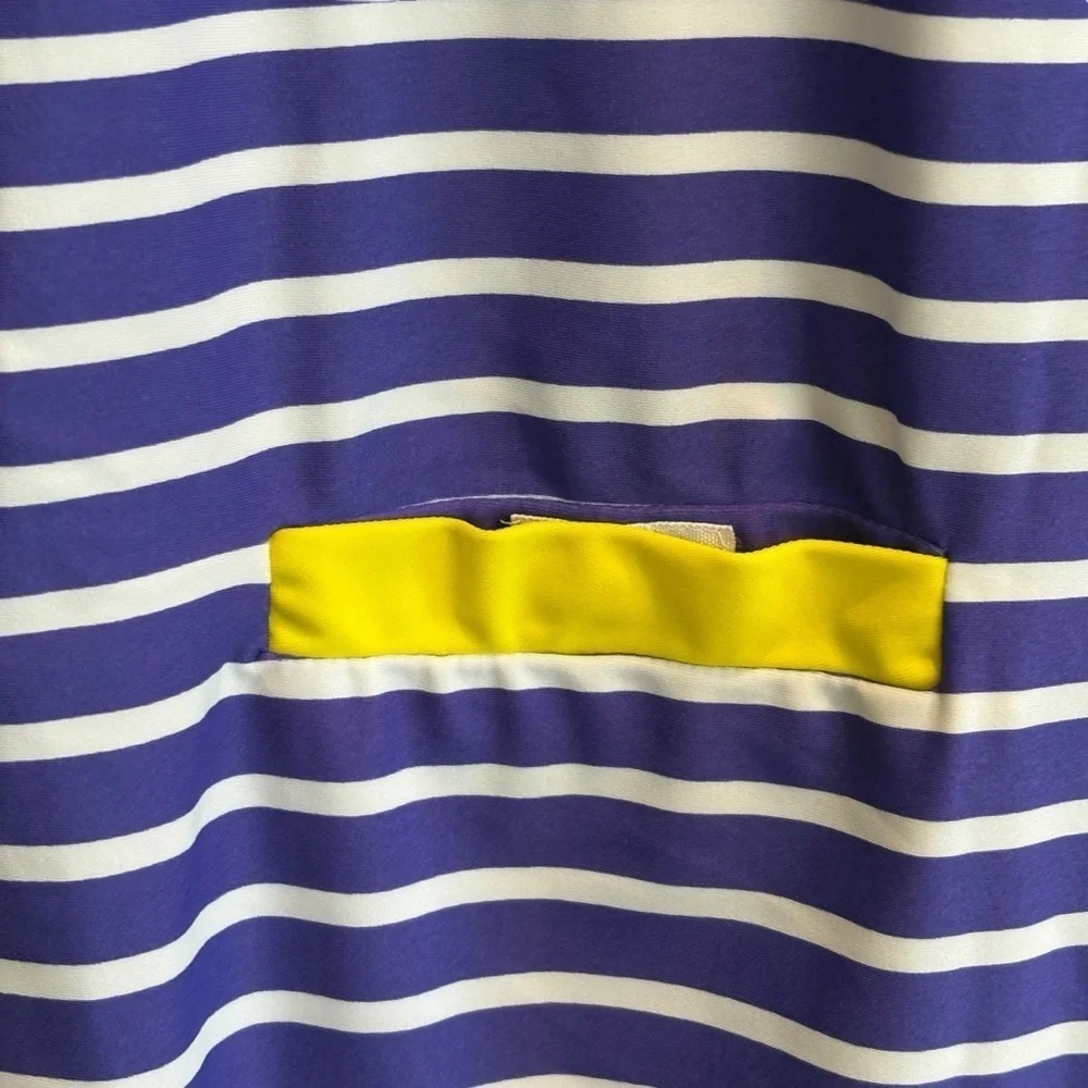 Cabana Life Womens Blue White 3/4 Sleeve Striped Shift Pocket Dress Size Medium - Picture 2 of 5